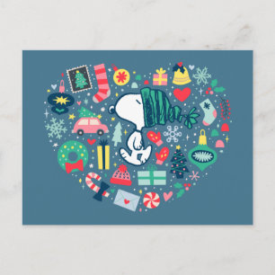Carte Postale cacahuètes   Snoopy Holiday Happiness Heart