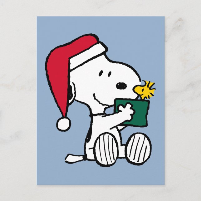 Carte Postale cacahuètes | Snoopy Père Noël & Woodstock Cadeau (Devant)