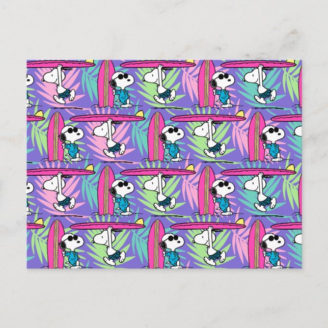Carte Postale cacahuètes | Snoopy Purple Surf Motif (Devant)