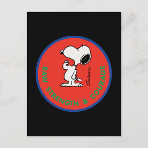 Carte Postale cacahuètes   Snoopy Raw Force & Courage Badge