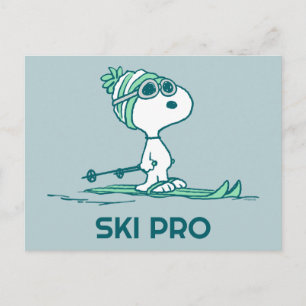 Carte Postale cacahuètes   Snoopy sur Skis