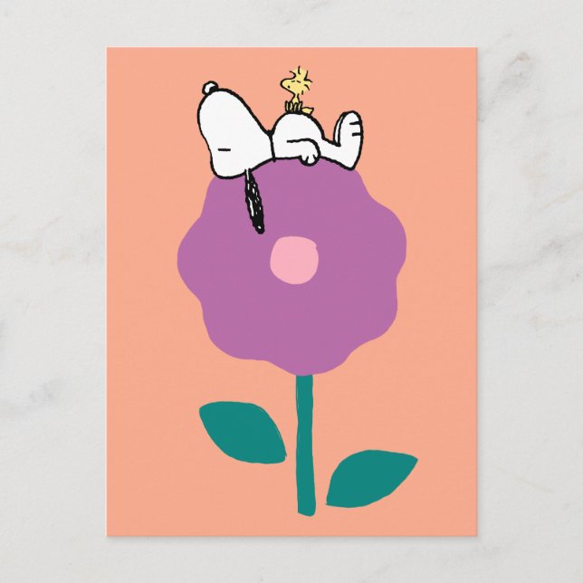 Carte Postale cacahuètes | Snoopy & Woodstock Flower Whististle (Devant)