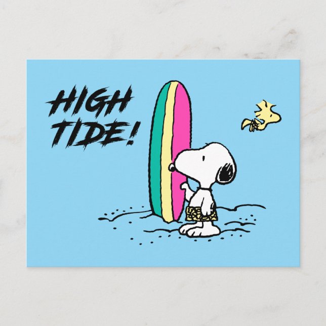 Carte Postale cacahuètes | Snoopy & Woodstock High Tide (Devant)