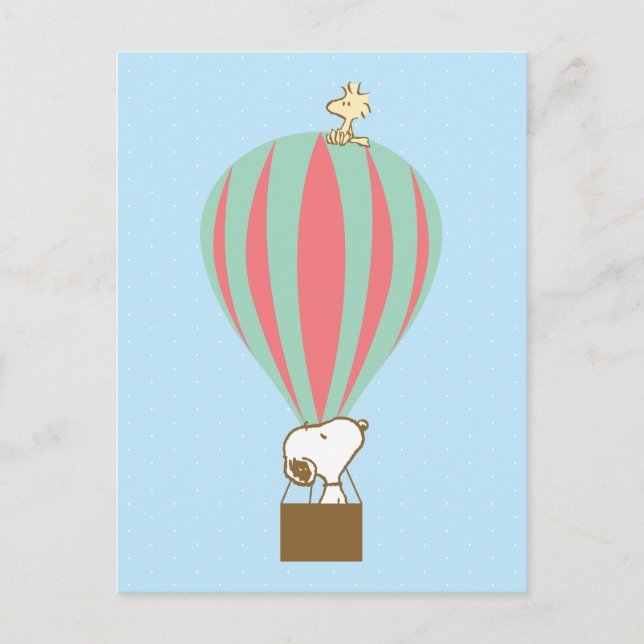 Carte Postale cacahuètes | Snoopy & Woodstock Hot Air Balloon (Devant)