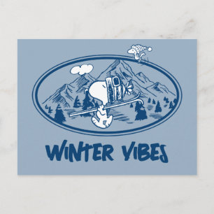 Carte Postale cacahuètes   Snoopy & Woodstock Skiing