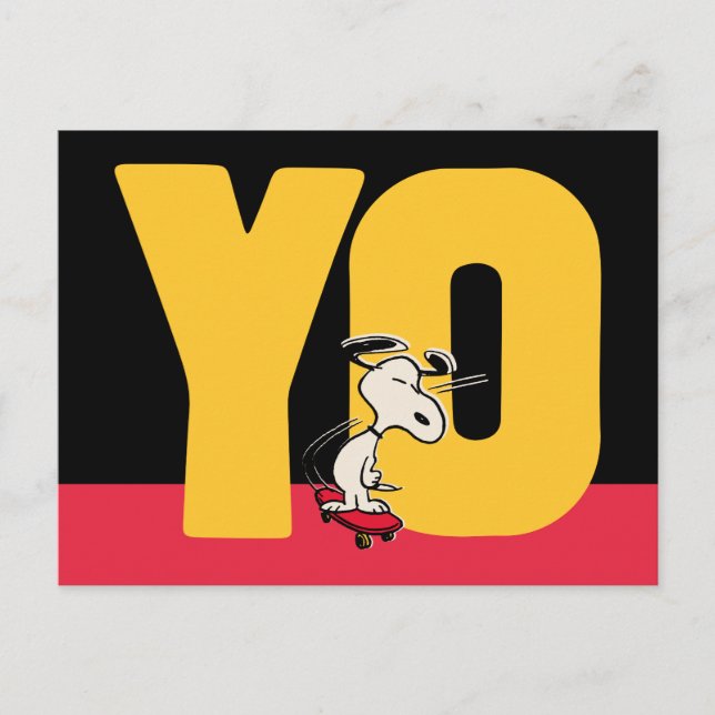 Carte Postale cacahuètes | Snoopy YO Skateboard (Devant)