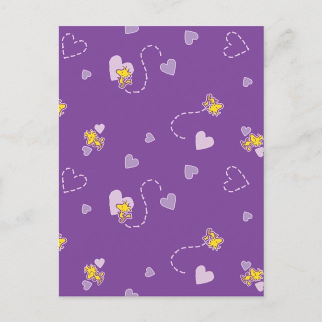 Carte Postale cacahuètes | Woodstock Motif de coeur pourpre (Devant)