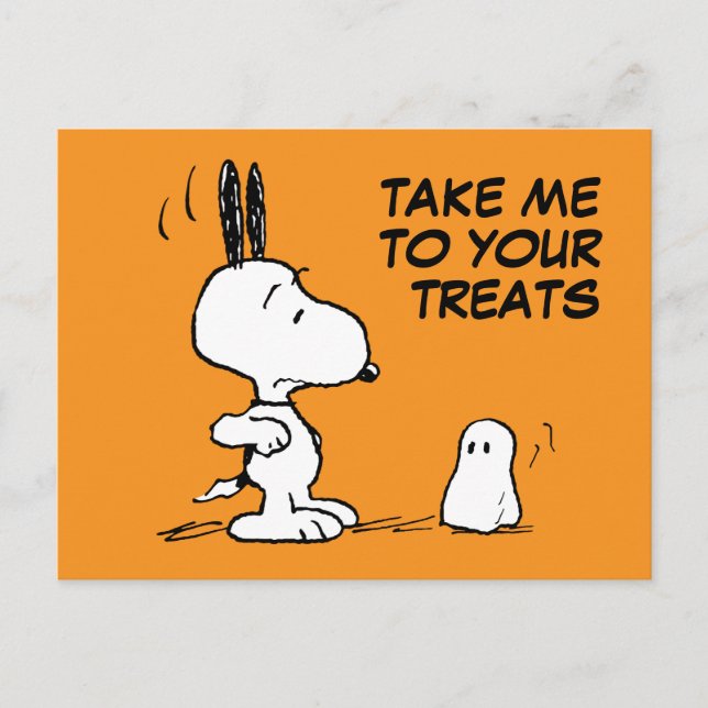 Carte Postale cacahuètes | Woodstock Scares Snoopy (Devant)