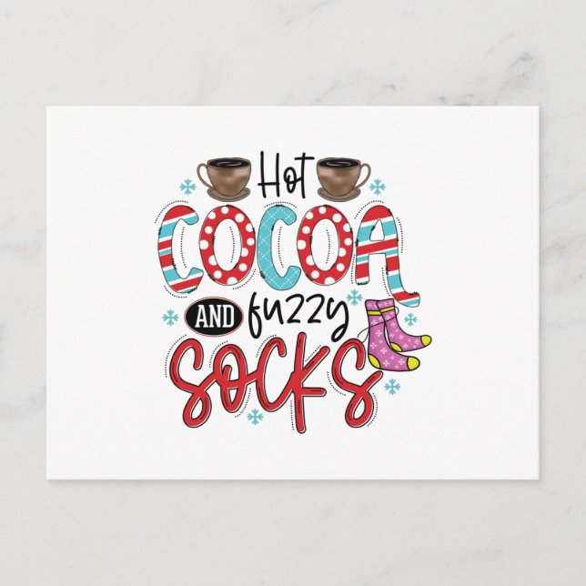 Carte Postale Cacao chaud et chaussettes moelleuses (Devant)
