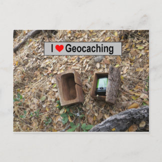 Carte Postale Cachet de boîte en bois : Géocaching
