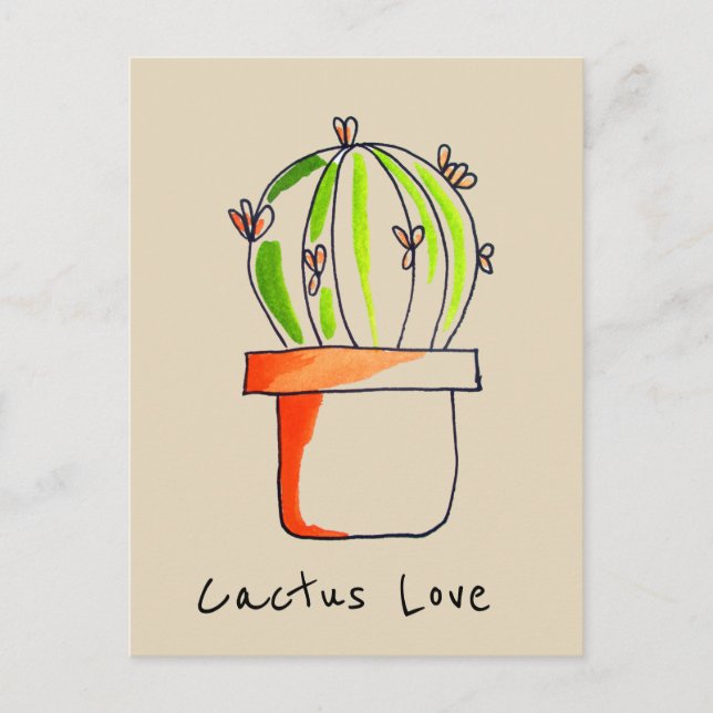 Carte Postale Cactus amour du désert mexicain jolie illustration (Devant)