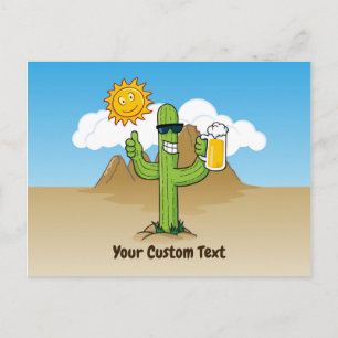 Carte Postale Cactus avec bière horizontale