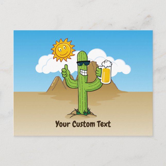Carte Postale Cactus avec bière horizontale (Devant)