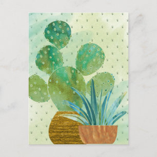 Carte Postale Cactus d'aquarelle monogramme tous les jours
