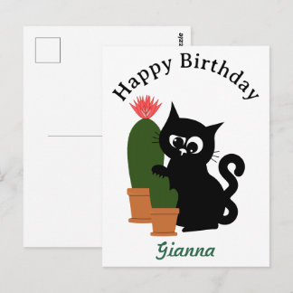 Carte Postale Cactus de fête d'anniversaire avec texte personnal