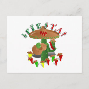 Carte Postale Cactus de Fiesta avec Sombrero et Guitare