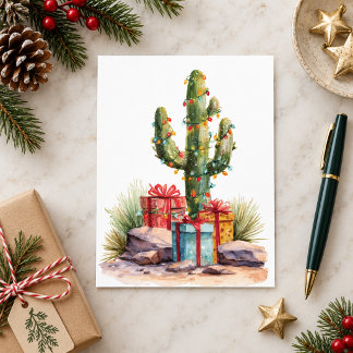 Carte Postale Cactus de Noël du désert du Sud-Ouest
