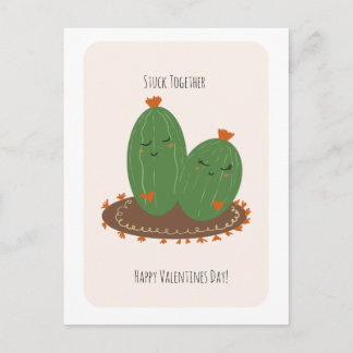 Carte Postale Cactus Doodle Saint-Valentin 