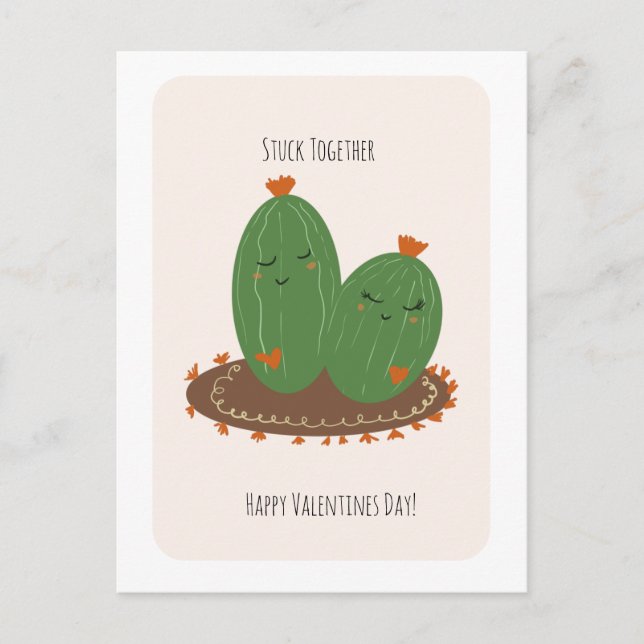 Carte Postale Cactus Doodle Saint-Valentin  (Devant)