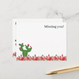 Carte postale Cactus Mignon Fleurs Orange Tu me ma