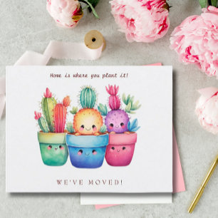 Carte Postale Cactus Nouvelle maison Moteur Faire-part aquarelle