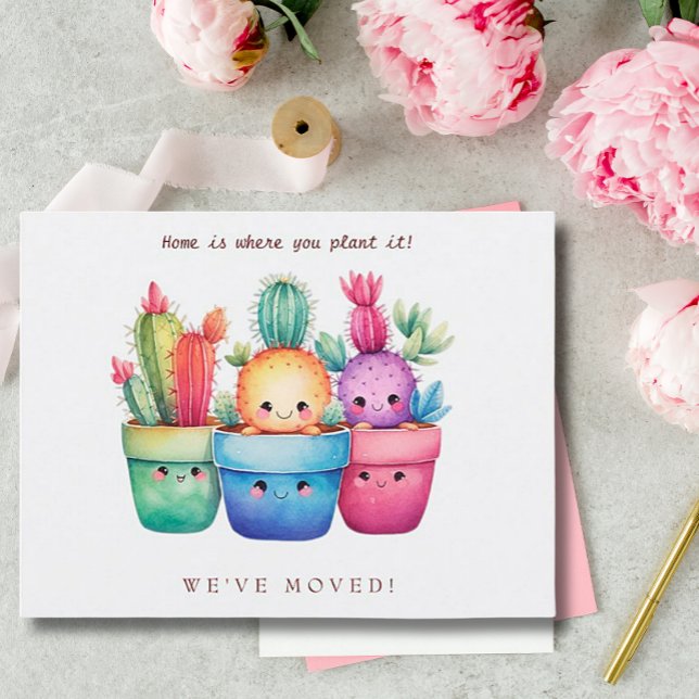 Carte Postale Cactus Nouvelle maison Moteur Faire-part aquarelle (Créateur téléchargé)