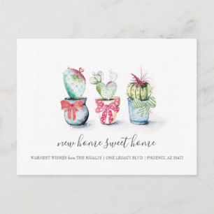 Carte Postale Cactus Nouvelle maison Sweet Home Moving Annonce