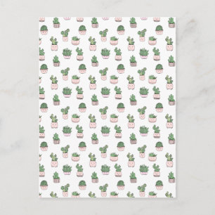 Carte Postale Cactus souriants successifs dans les pots de fleur