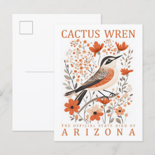 Carte Postale Cactus Wren Bird Arizona USA Travel