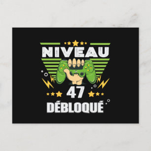 Carte Postale Cadeau 47 ans Anniversaire Gamer Niveau 47