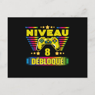 Carte Postale Cadeau 8 ans Anniversaire Gamer Niveau 8 Débloqué