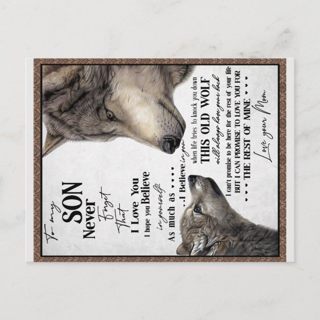 Carte Postale Cadeau à mon fils, maman et fils, lettre d'amour à (Devant)