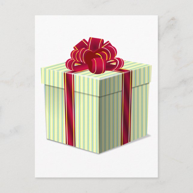 Carte Postale Cadeau/cadeau rayé brillant avec ruban rouge Bow (Devant)