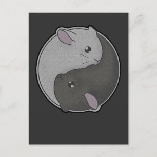Carte Postale Cadeau Chinchilla Yin Yang Rodent Pet Taoism