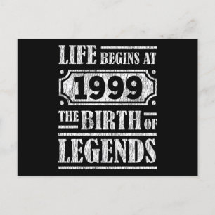 Carte Postale Cadeau d'anniversaire 26 ans Légende 1999 Cadeau d