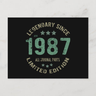 Carte Postale Cadeau d'anniversaire 38 ans Légende de 1987 Cadea