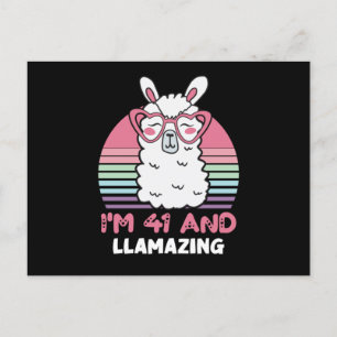 Carte Postale Cadeau D'anniversaire 41 Ans Llamazing 41ème Anniv