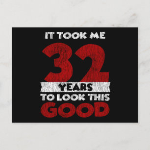 Carte Postale Cadeau d'anniversaire drôle de 32 ans Vintage