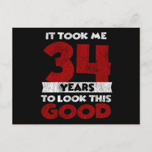 Carte Postale Cadeau d'anniversaire drôle de 34 ans vieux de 34