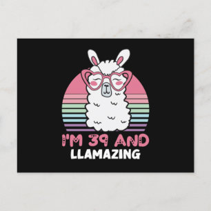 Carte Postale Cadeau d'anniversaire Llamazing 39 ans 39ème anniv