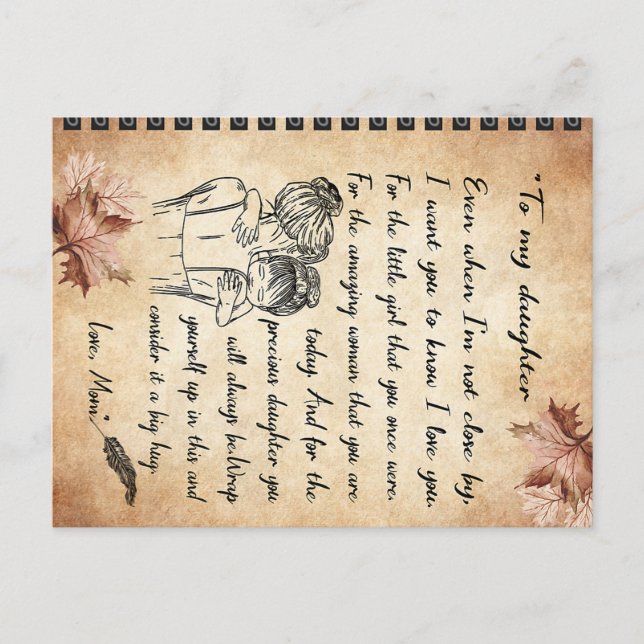 Carte Postale Cadeau d'anniversaire pour ma fille, Cadeau maman  (Devant)