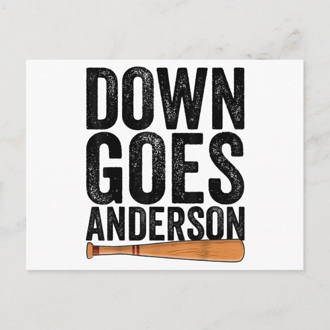 Carte Postale Cadeau de baseball drôle DOWN GOES ANDERSON ANDERS (Devant)