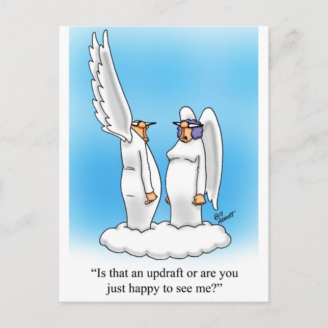 Carte Postale Cadeau de caricature Angel Humour paradisiaque ! (Devant)