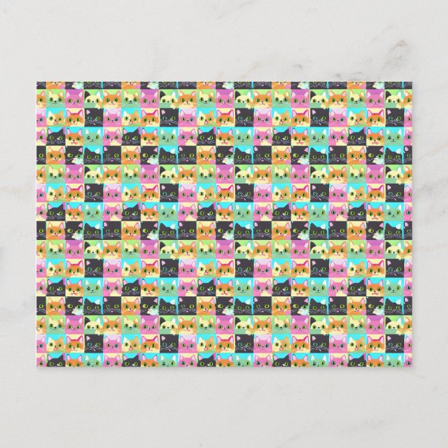 Carte Postale Cadeau de chat | Cute Kawaii Motif (Devant)