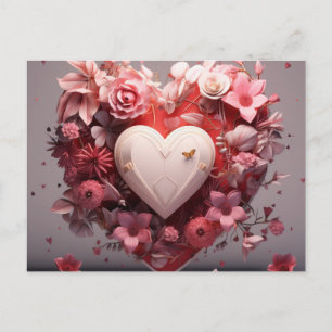 Carte postale cadeau de coeur de fleur de Saint Va