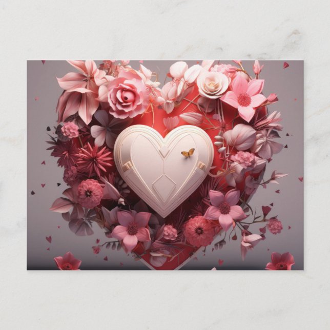 Carte postale cadeau de coeur de fleur de Saint Va (Devant)