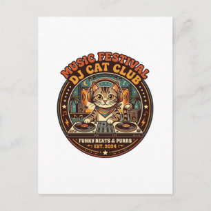 Carte Postale Cadeau de Festival de Musique DJ Chat Amateur de C