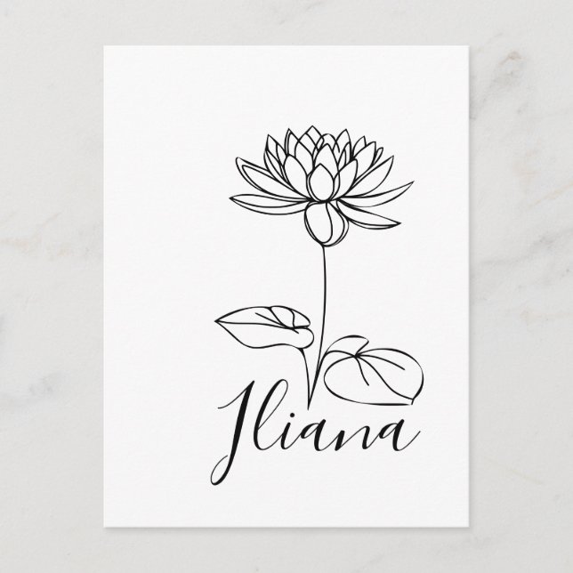 Carte Postale Cadeau de fleur de naissance de nénuphar personnal (Devant)
