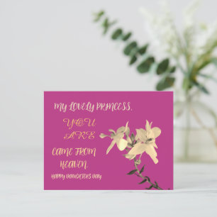 CARTE POSTALE CADEAU DE FLEURS JOURNALIÈRE FILLE