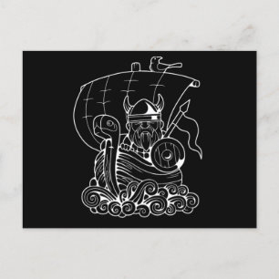 Carte Postale Cadeau de guerrier de bateau viking mythologie nor